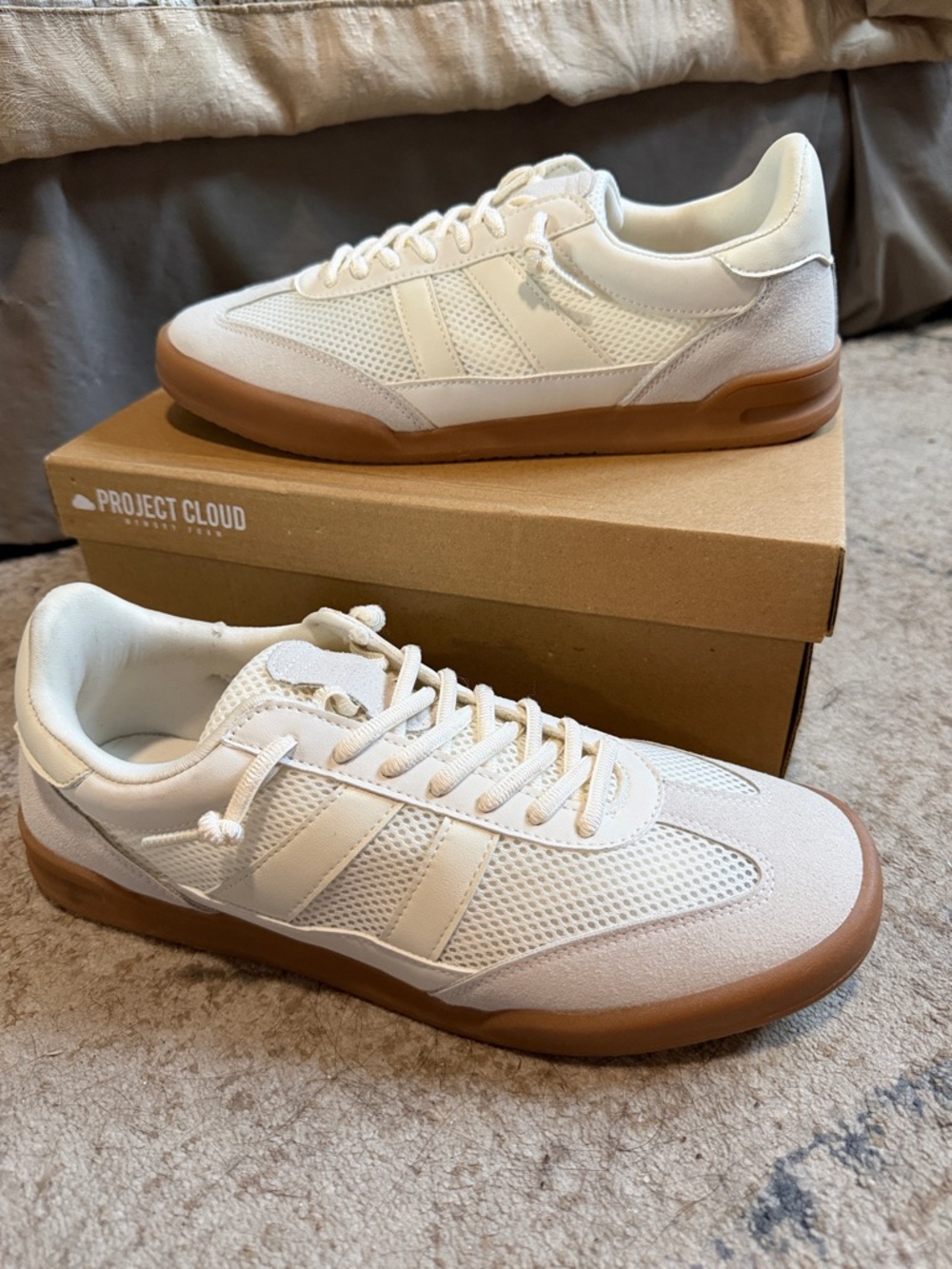 Project Cloud White Trainers with Gum Sole - Womens